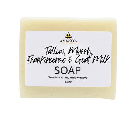 Handcrafted Tallow & Goat Milk Soap Bar – Gentle Cleansing Bar for Face & Body – Natural Essential Oil Variations – Moisturizing, Creamy Lather, For All Skin Types (Myrrh & Frankincense)