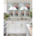 thumbnail image 5 of Spring Rose Kitchen Curtains Sets 36 Inch Length with Valance, Floral Leaves Botanical Rustic Wood Board Swag Valances and Tiers Curtain Set Drapes Swag Curtains for Living Room, Bathroom, Bedroom, 5 of 6