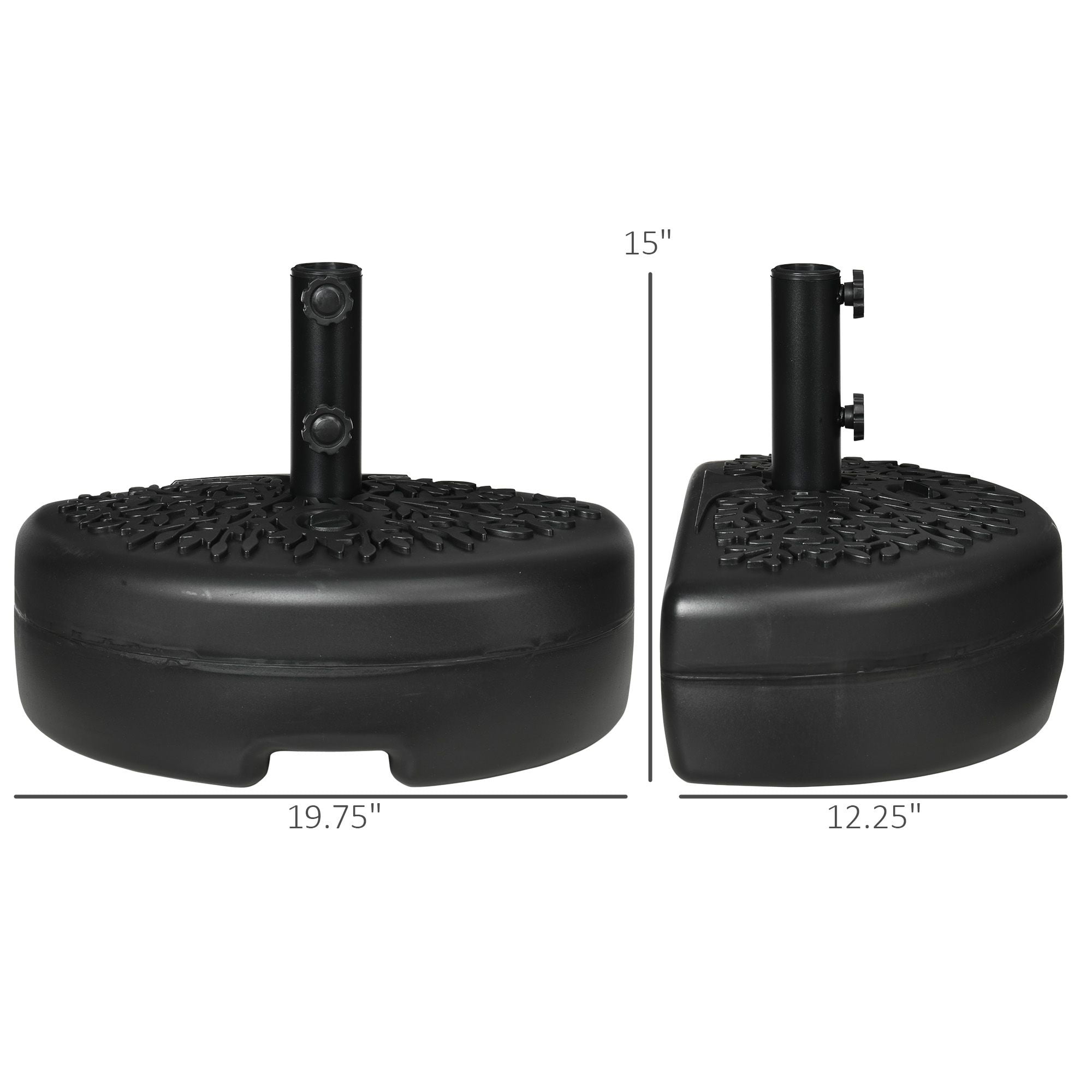 Dranite 45 lbs Half Round Umbrella Base, Black Patio Umbrella Stand,Fits 1.5" or 2" Pole
