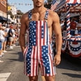 thumbnail image 2 of FYDUU USA 250th Anniversary Celebration Overalls For Man Casual Red White & Blue Suspenders Shorts Patriotic Denim Jumpsuit Versatile One-Pieces L, 2 of 4