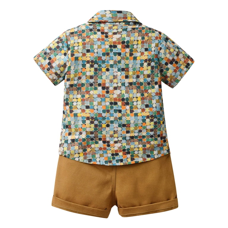 Kids Toddler Boys Shorts Set Casual Gentleman Short Sleeve Casual