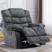 CANMOV Lazy Recliner Chair Overstuffed, Manual Reclining Single Couch Wall Hugger Fabric Recliners Sofa, Grey