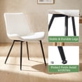 thumbnail image 5 of Modern Faux Leather Dining Chairs Set of 2, Upholstered Kitchen & Dining Room Chairs with Backrest, Durable Metal Legs(White, Black Legs), 5 of 12