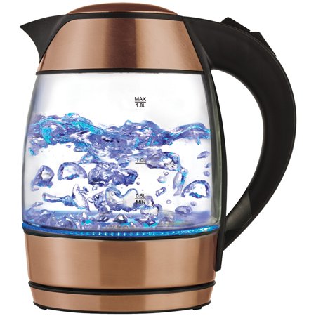 Brentwood 1.8L Cordless Glass Electric Kettle with Tea Infuser, Rose Gold