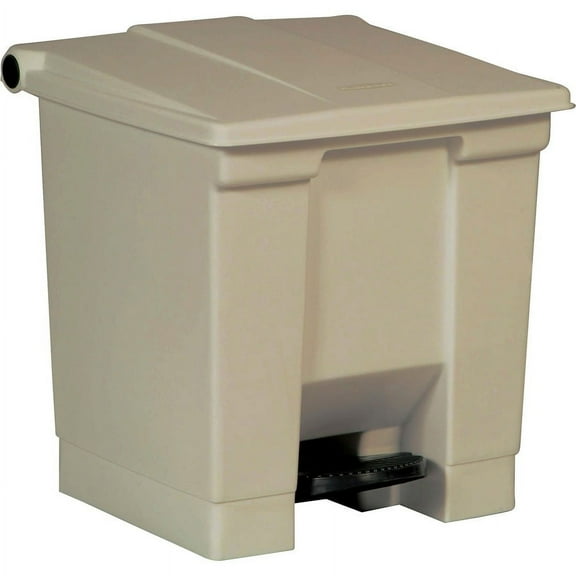 Rubbermaid Commercial Step-on Waste Container Office - 8 gal Capacity Wastebasket- 17.1" Height x 15.8" Width x 16.3" Depth - Plastic - Beige - 1 Each Each | Bundle of 5 Each