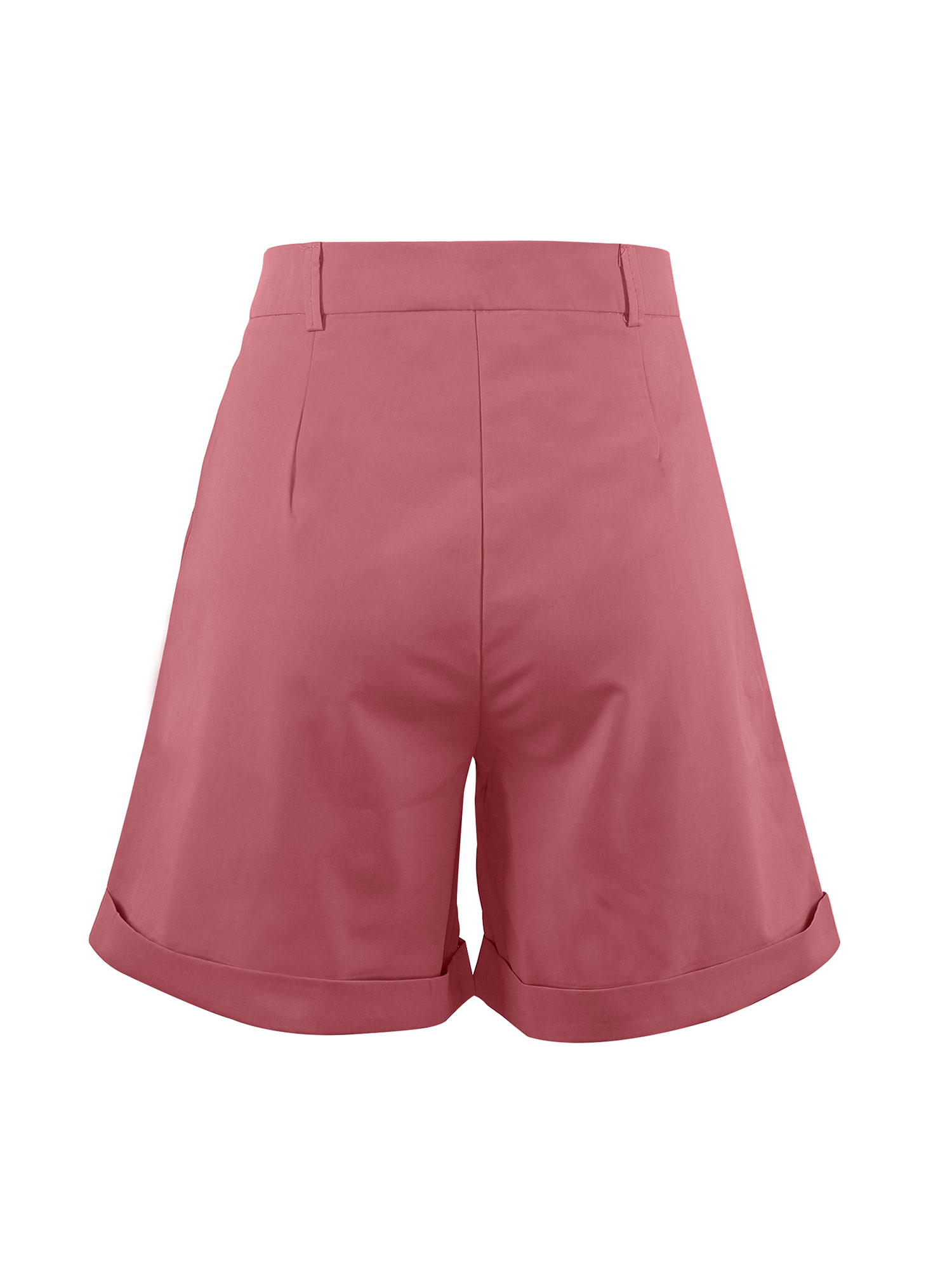Puloru Women Straight-leg Shorts, Solid Color High Waist Loose Style Pants - image 5 of 9