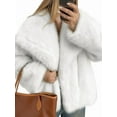 thumbnail image 3 of Women'S Faux Fur Coat Faux Fur Jacket Long Sleeve Lapel Winter Jackets Parka Short Coat White XXL, 3 of 8