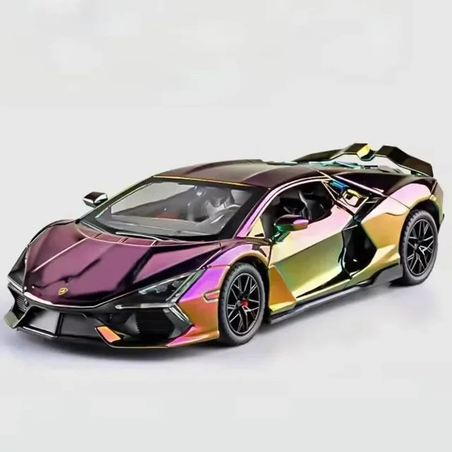 1:24 Revuelto Alloy Electroplating Sports Car Model Diecast Metal Toy Racing Vehicles Car Model Simulation Kid ornament gifts Purple-nobox