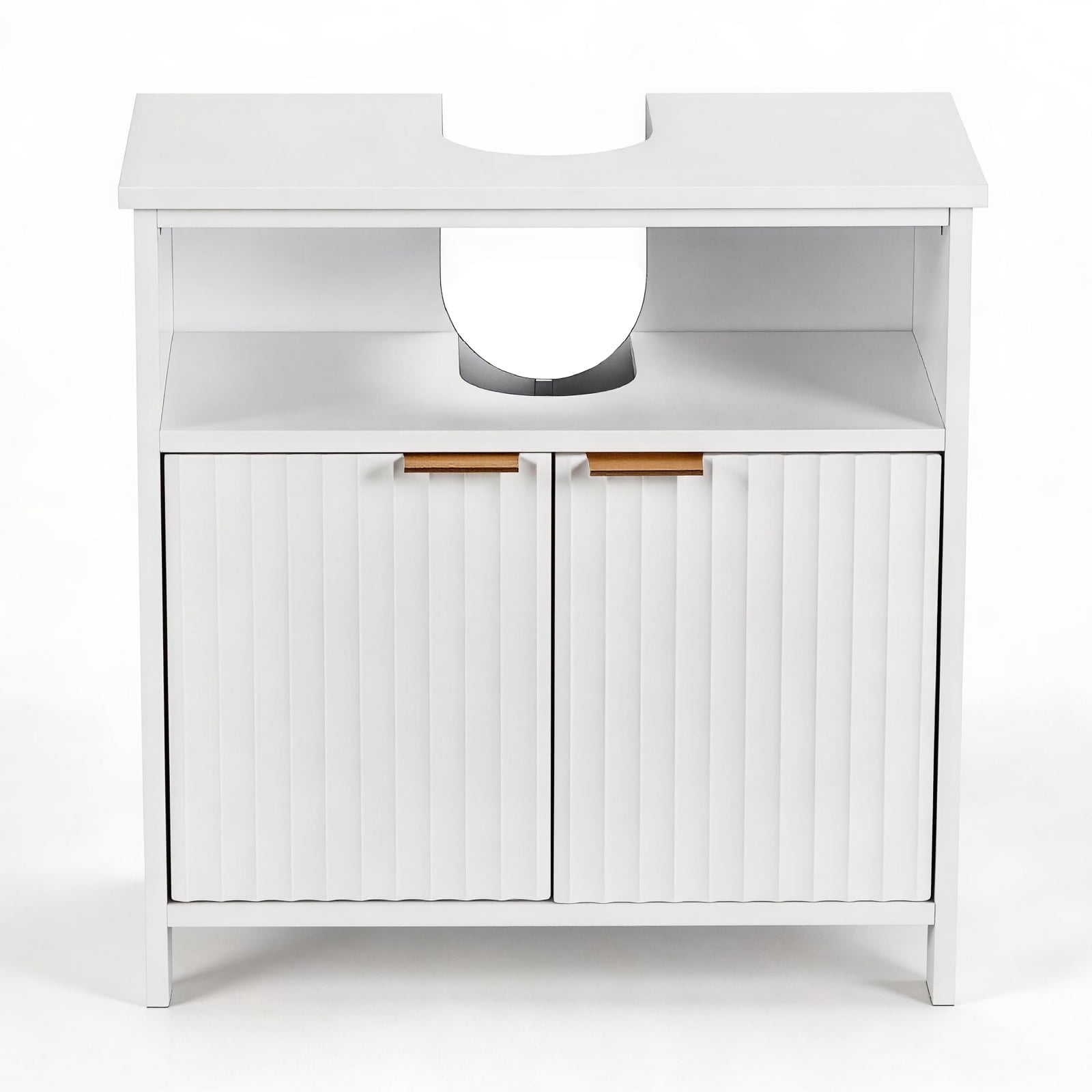 Ktaxon Fluted Bathroom Vanity Under Sink Pedestal with Two Doors and One Shelf, White