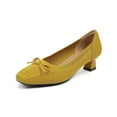 thumbnail image 6 of Miluxas Heeled Loafers for Women Square Toe Chunky Block Mid Heel Pumps Slip-on Work office Dress Shoes Yellow 9.5(43), 6 of 6