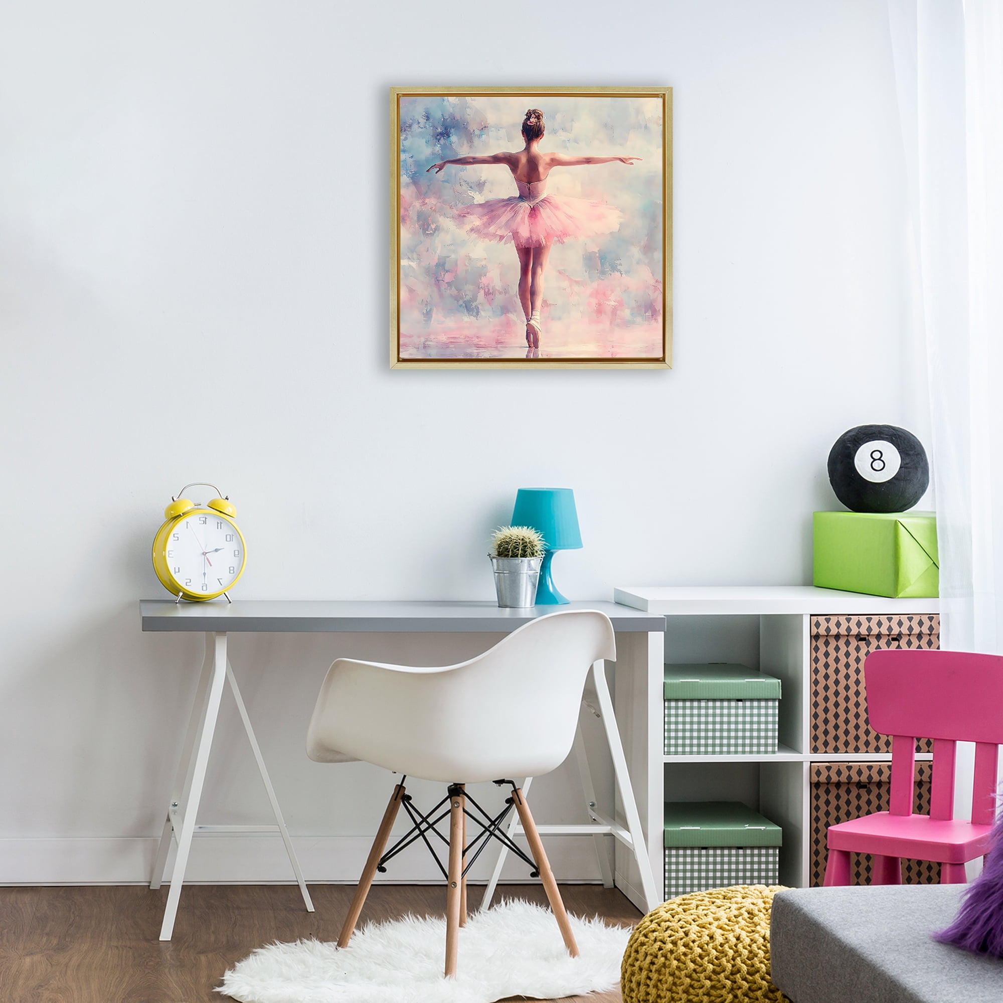 Stupell Industries Elegant Ballet Dancer in Motion Gold Framed Floater Canvas Wall Art, design by Creative Studio