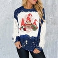 thumbnail image 2 of Odeerbi Christmas Sweatshirts For Women Fashion Casual Print Lapel Neck Long Sleeve Loose T-Shirt Blouse Pullover Tops Dark Blue, 2 of 5
