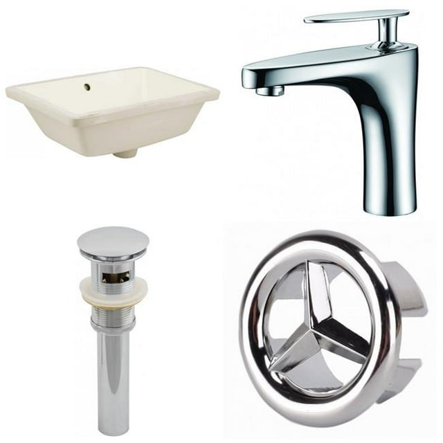 American Imaginations AI-25942 18.25 in. CUPC Rectangle Undermount Sink Set in Biscuit - Chrome Hardware