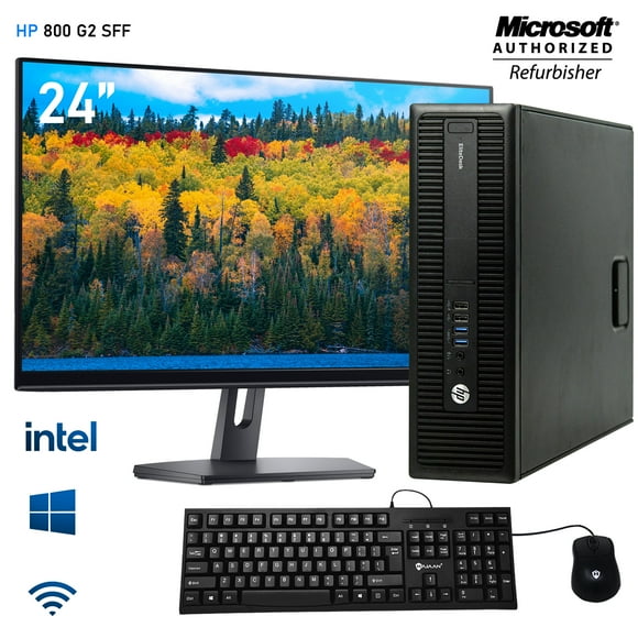 HP Elite-Desk 800 G2 SFF PC, intel core i5-6th Gen, Upto 3.6GHz, 16GB RAM, 1TB HDD, 24"inch Monitor, Windows 10 Professional(64bit)-Refurbished