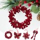 thumbnail image 1 of Adorno navideño con lazo burdeos flocado - Decoración colgante de árbol de 7 pulgadas con acabado brillante, 1 pieza, 1 of 6