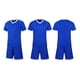 thumbnail image 1 of Conjuntos de blusas y camisas de manga corta con cuello en V. Conjunto de traje de fútbol de color sólido para niños para juegos deportivos universitarios, partidos de rendimiento, uniformes de entren, 1 of 9