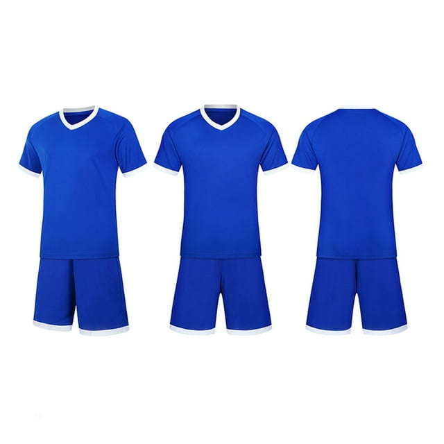 Conjuntos de blusas y camisas de manga corta con cuello en V. Conjunto de traje de fútbol de color sólido para niños para juegos deportivos universitarios, partidos de rendimiento, uniformes de entren