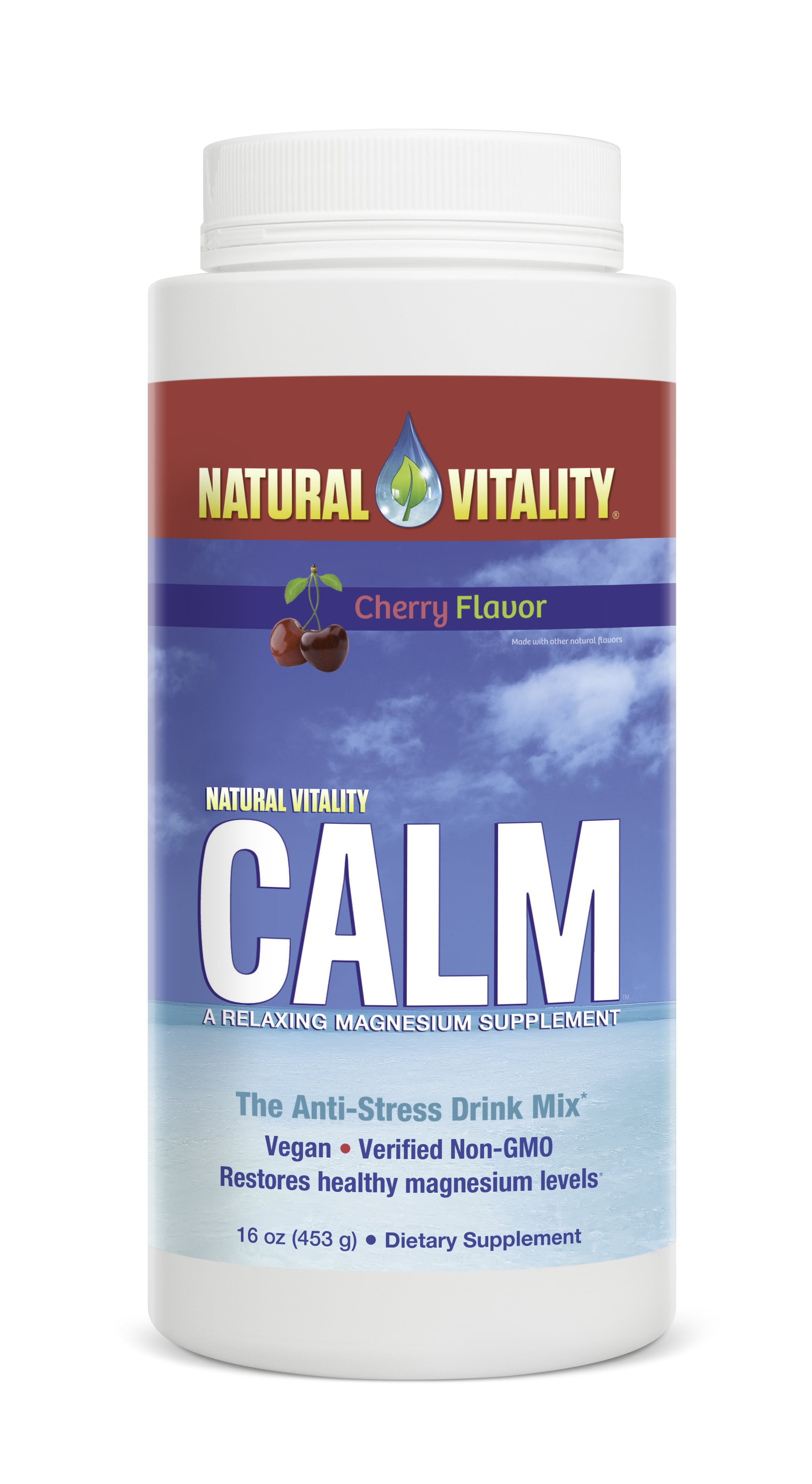 Natural Vitality Calm, Magnesium Citrate Supplement Powder, AntiStress Drink Mix, Cherry 16