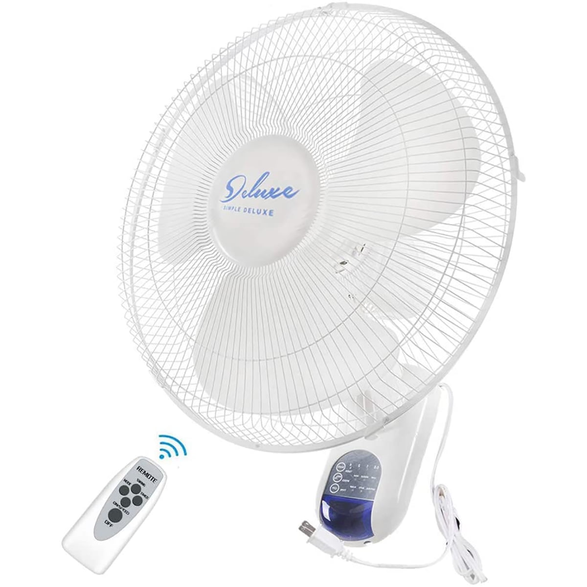 1 PC 16" Quiet Wall Mount Fan with Remote Control, Timer and Adjustable