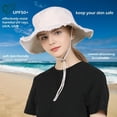 thumbnail image 2 of Womens UPF50+ Cotton Wide Brim Sun Hat with Strap Ladies Summer Floppy Hats Packable Women Washed Fringes Bucket Hat, 2 of 7