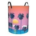 thumbnail image 2 of Daiia Beach with Palm Trees Round Laundry Basket with Handles Thickened Waterproof Circular hamper,Dirty Clothes Storage Basket for Bedroom,Bathroom,College Dorm-Small, 2 of 8