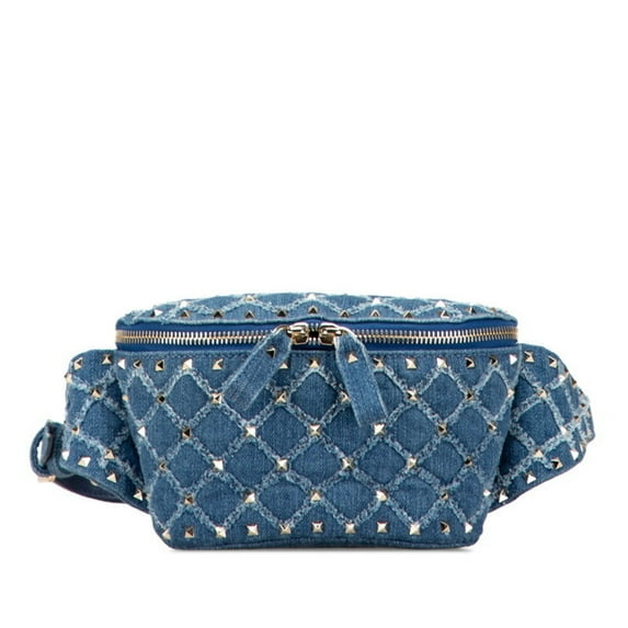 Pre-Owned Valentino Studded Waist Bag/Body Bag in Blue and Silver Denim Leather for... (Good)