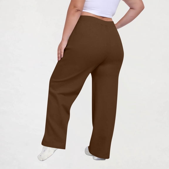 Costeam Womens Drawstring Elastic High Waist Wide Leg Sweatpants Dual Side Patch Hand Pockets Loose Flow Full Length French Terry Casual Lounge Long Trousers