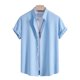 thumbnail image 1 of Camisa Elvqul Hombre Casuales de Color Sólido Manga Corta Azul Claro Solapa Abotonada, 1 of 9