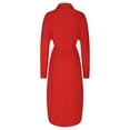 thumbnail image 5 of Ygbgbb Women's New Solid Color Sexy Bag Arm Cardigan Long Sleeved Shirt Waist Cinching Dress (Red,M), 5 of 6