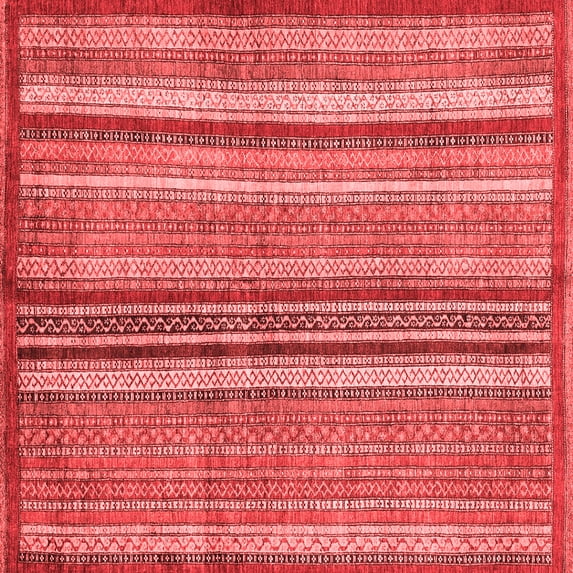 Ahgly Company Machine Washable Indoor Square Abstract Red Modern Area Rugs, 3' Square