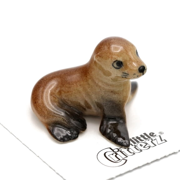 Little Critterz Sea Lion Pup “Rocky” Miniature Porcelain Figurine, Hand-Painted Collectible Marine Animal Statue, Coastal Home Décor Display Piece, Gift for Animal Lovers