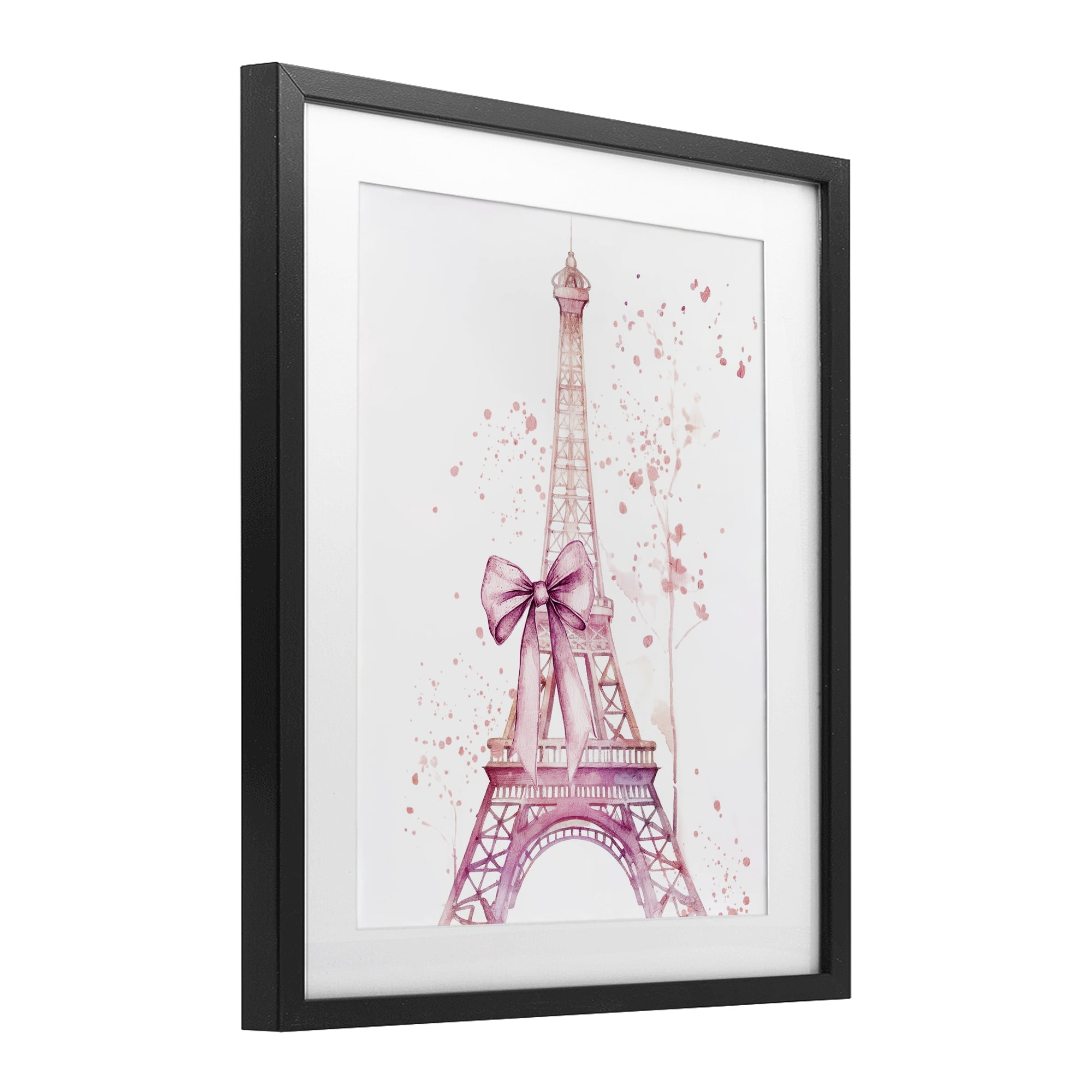 Bow Bedecked Paris Tower Black Framed Print Under Glass, design by Kim Allen