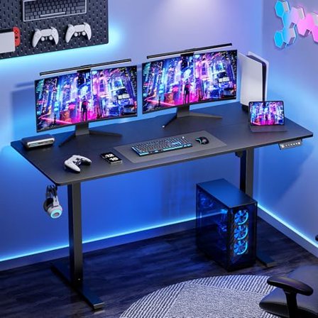 Electric Standing Desk Height Adjustable Desk 55 inch 4 Memory Height Ergonomic Sit Stand up Desk for Home Office, Black, 2 Split Boards$$Home Decor, Kitchen, & Other
