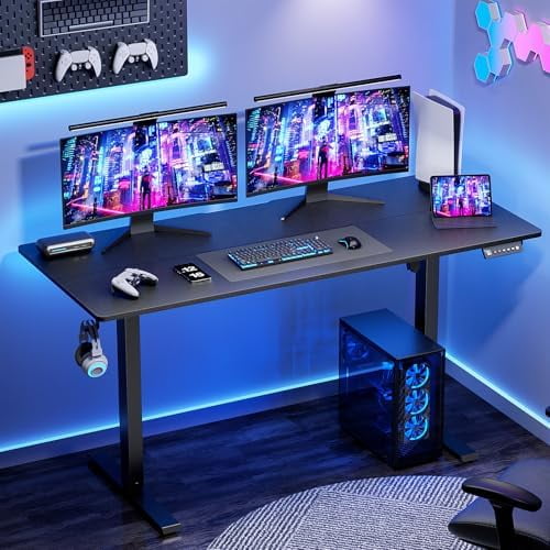 Electric Standing Desk Height Adjustable Desk 55 inch 4 Memory Height Ergonomic Sit Stand up Desk for Home Office, Black, 2 Split Boards$$Home Decor, Kitchen, & Other