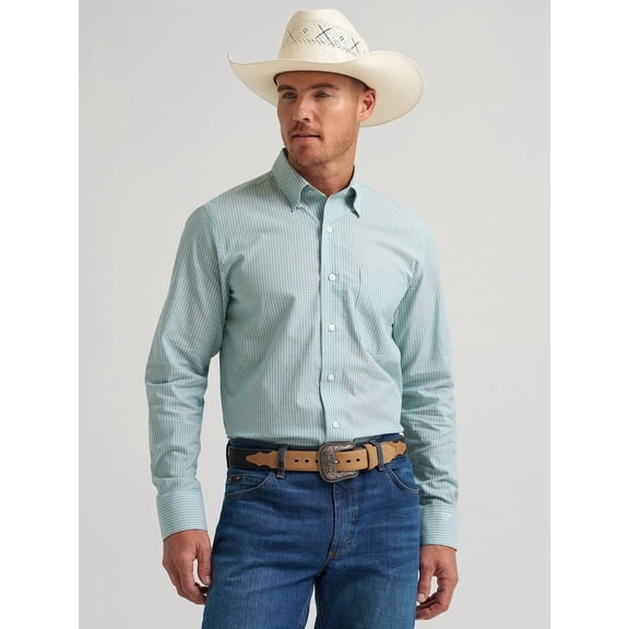 Wrangler Cody Johnson Green/white Print - Mens Shirt - 112378971