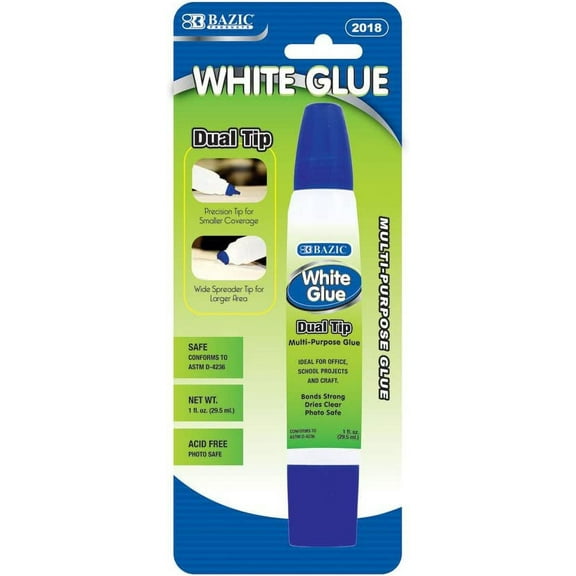 BAZIC 1 Oz. (29.5mL) Dual Tip White Glue