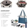 thumbnail image 4 of Women Laptop Tote Bag Work Light Patchwork Canvas 15.6" Tote Wallet Blue, 4 of 5