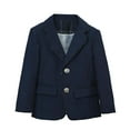 thumbnail image 3 of lcziwo Blue Little Boys Suit Jackets Back to School Uniform Casual Lapel Button Plaid Blazers Coats, 3 of 7