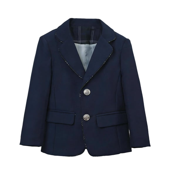 Girls Navy Blazer 100% Cotton Single Breasted Jacket for School Uniform, Wedding & Formal Events, Sizes 2-12 Years, Machine Washable,Size 7-8 T
