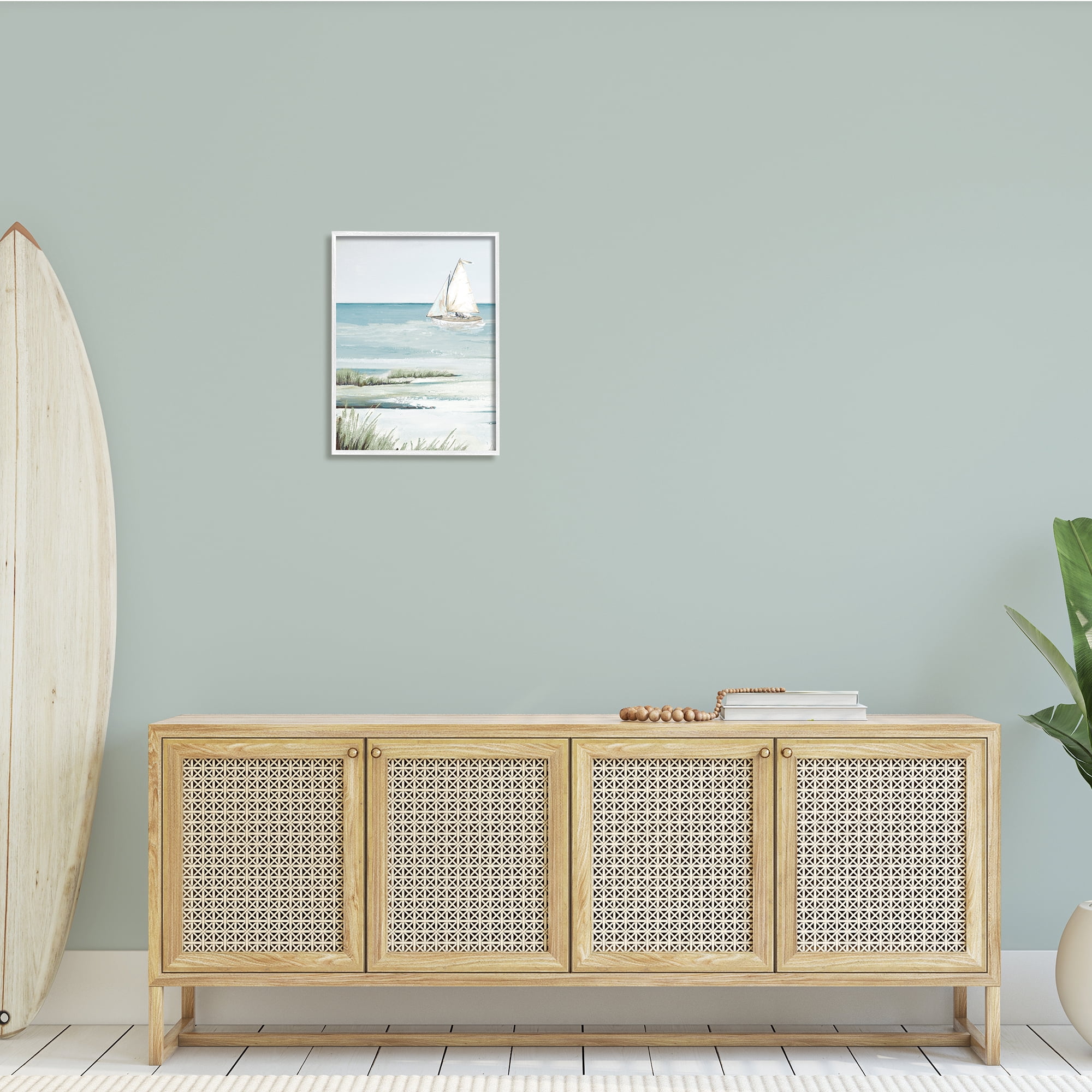 Stupell Indtries Sailing the Bay Soft Traditional Grassy Nautical Landscape,16 x 20,Design by Patricia Pinto