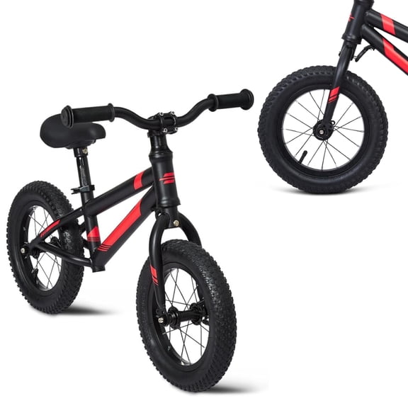 EuKer 12" Balance Bikes for Toddlers, Bicycle Training with Adjustable Seat for Boys and Girls, Black