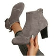thumbnail image 2 of Lovzfmll Wide Calf Boots for Women, Ankle Boots High Heel Round Toe Back Zipper, Block Heel Booties Chelsea Boots Casual Gray Boots, 2 of 9