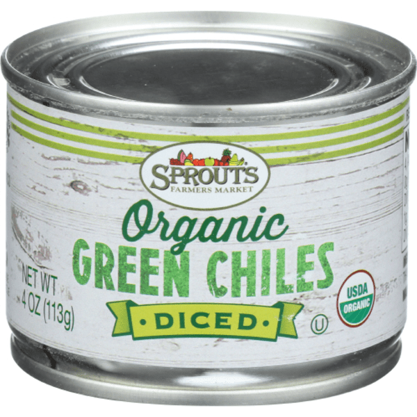 Pack of 3 Sprouts Organic Diced Green Chiles, 4 OZ