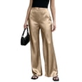 thumbnail image 2 of Dwellite Pants for Women Satin Wide Leg Dress Pants Waistband Casual Long Flowy Loose Trousers 2026 Champagne XL, 2 of 6