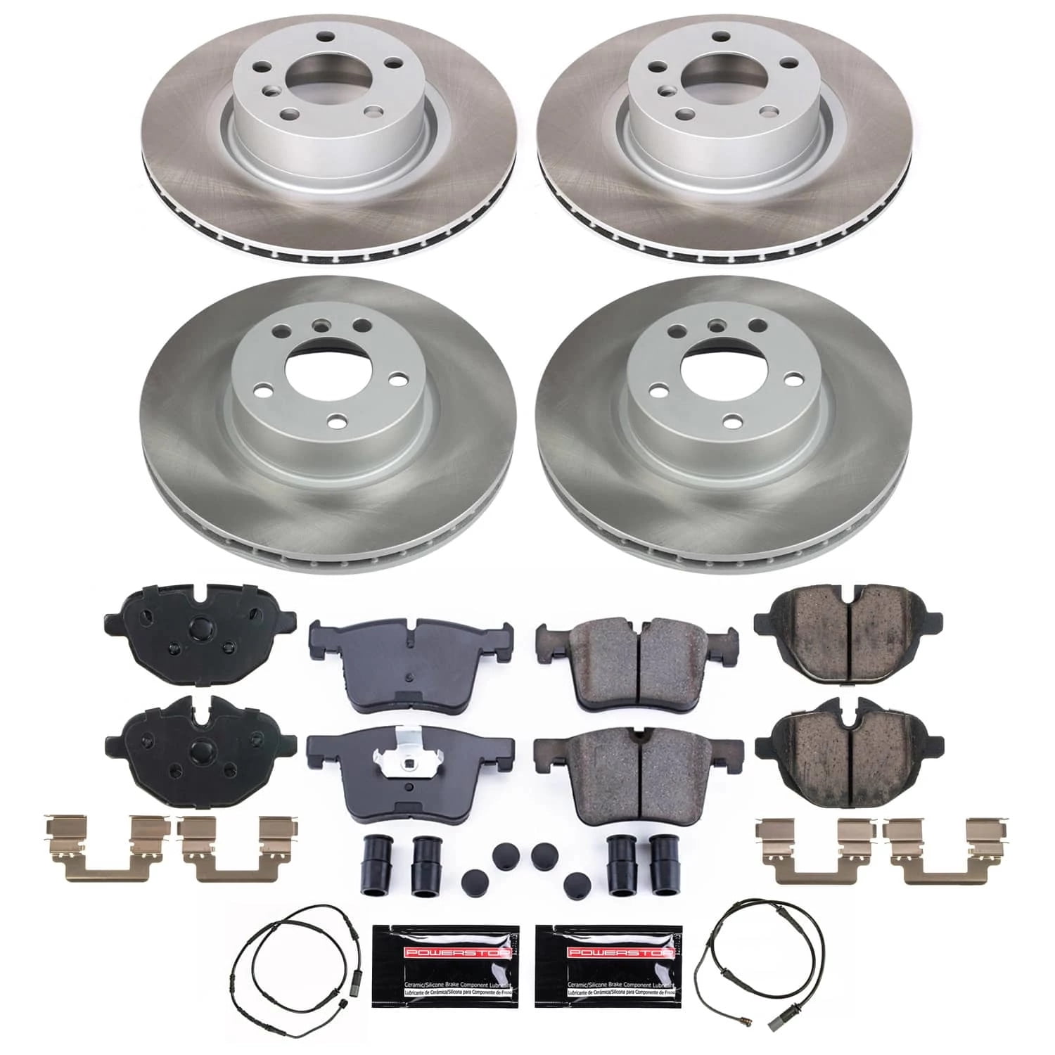 PowerStop Front and Rear Semi-Coated Rotor and Low-Dust Ceramic Brake Pad Kit SC6039