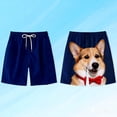 thumbnail image 2 of Zsyiiiiii Men's Funny Dog 3D Graphic Yellow Loose Fit Summer Beach Shorts, 2 of 4