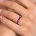 thumbnail image 4 of Gem Stone King 925 Sterling Silver Red Created Ruby Wedding-Bands Ring for Women | 1.25 Cttw | Round 3.5MM | Gemstone July Birthstone | Size 6, 4 of 6