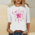 thumbnail image 5 of Wowcloth Woman's Pullover Shirt with Valentine Print, Three-Quarter Sleeves, Round Neck, Fashion Casual Top for Everyday Wear and Valentine's Day, 5 of 5