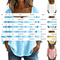 thumbnail image 3 of Only Moment Button Down Shirts for Women 3/4 Sleeve Square Neck Jute Dressy Casual Trendy Tee Spring Fall Summer Fashion Work Clothes White,2XL, 3 of 9