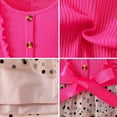 thumbnail image 6 of IPIO Hot Pink Dress for Girls, Polka Dot Tiered Tulle Skirt with Ruffle Shoulders and Bow for Birthday Party, 6 of 7